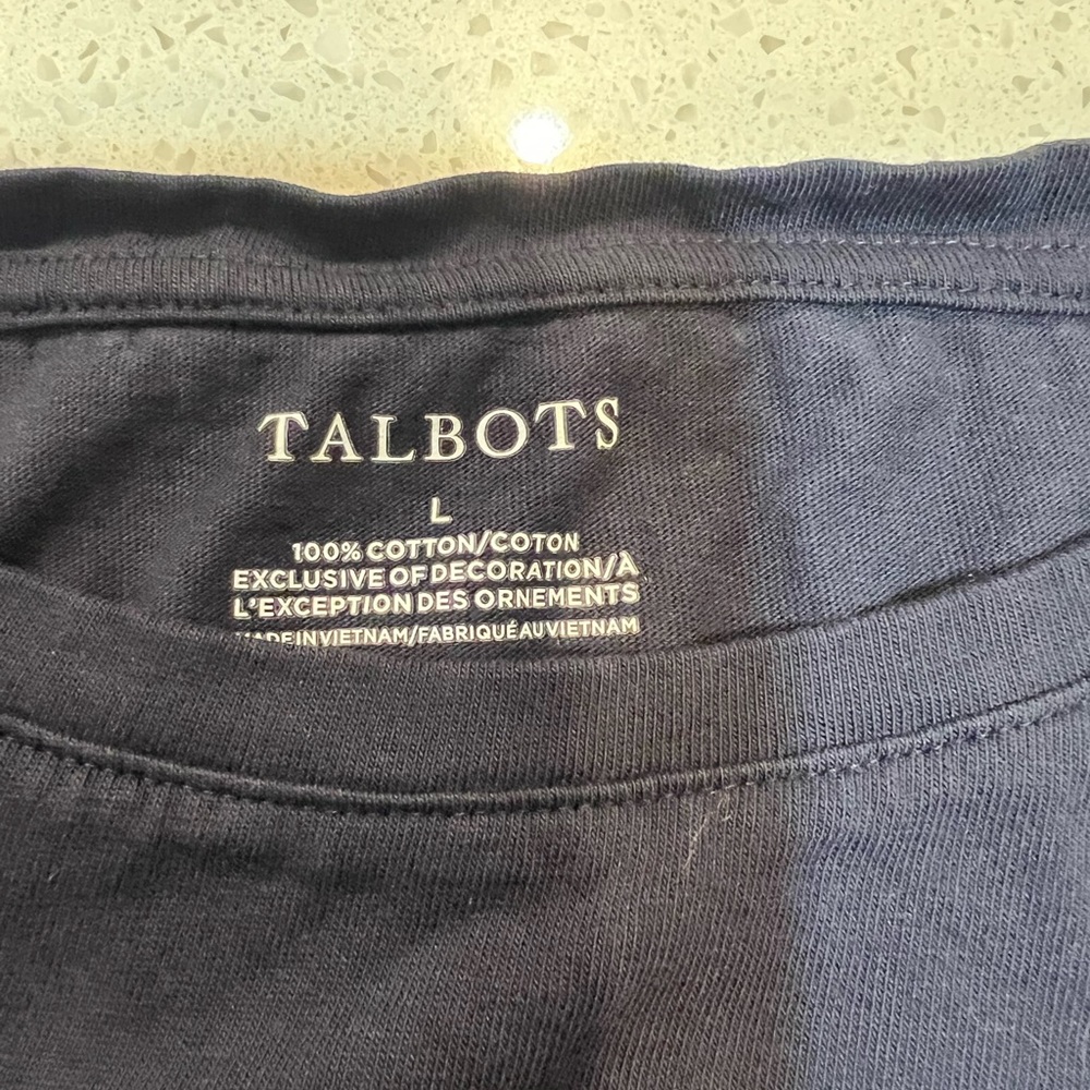 Talbots Navy Blue Paris Skyline Embroidered Tee - Picture 3 of 7